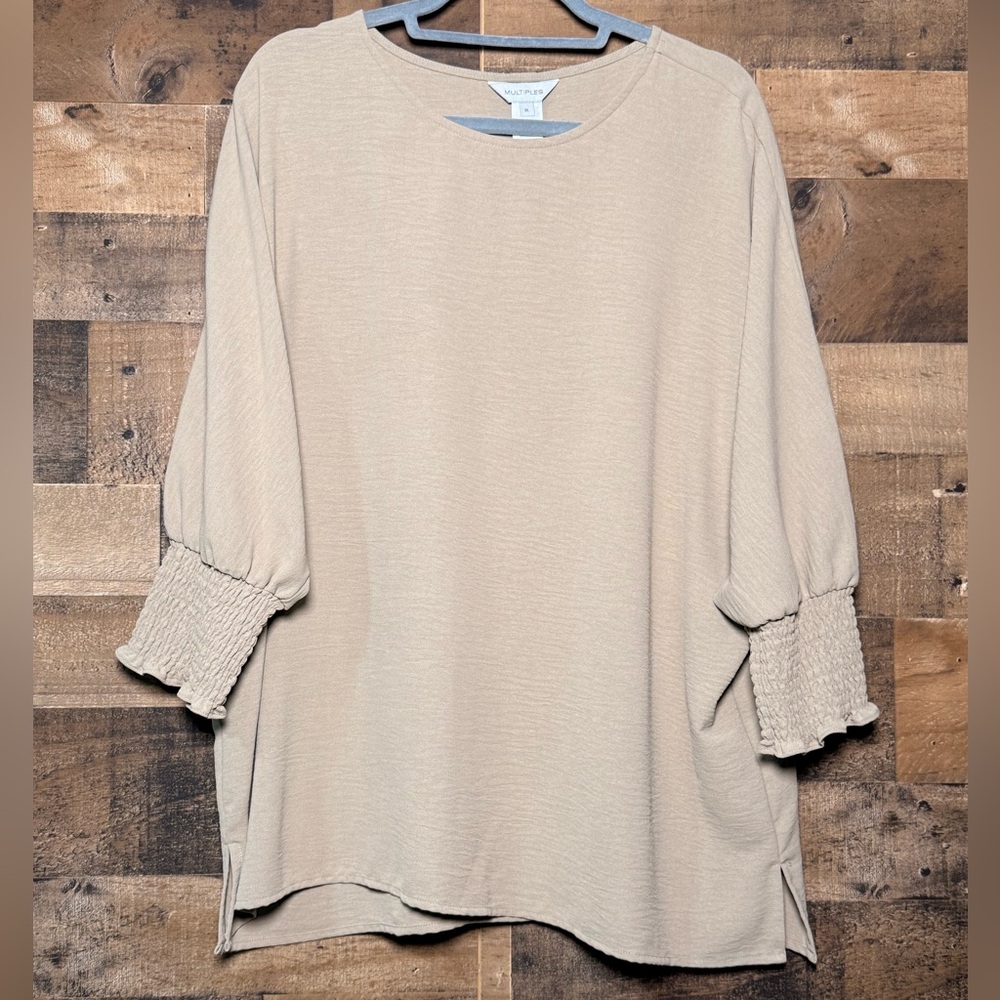 New Nwot Multiples Women's Tan 3/4 Sleeve Blouse … - image 1